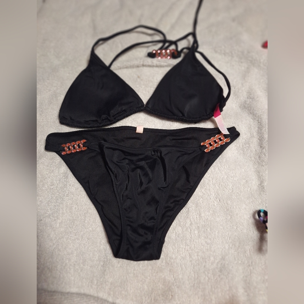Victoria's Secret Black Bikini with Gold Accents